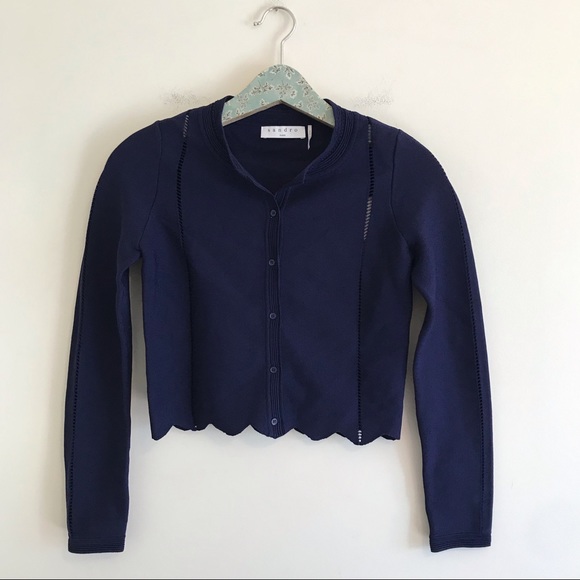 Nwt Sandro Scallop Hem Ponte Knit Navy 
